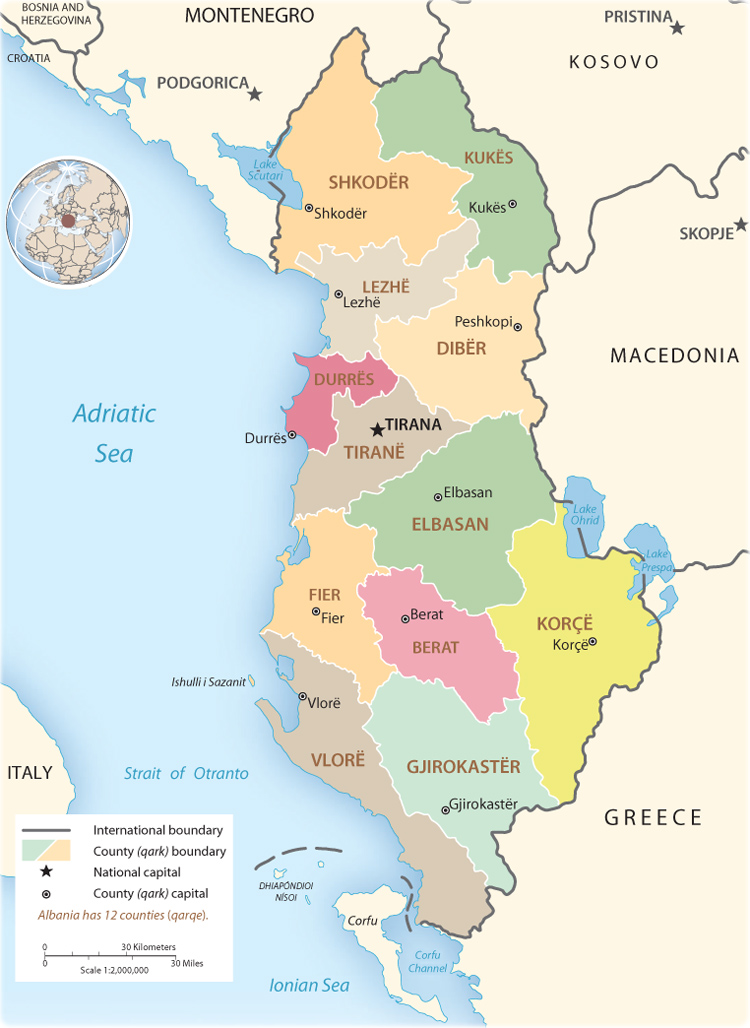 Albania political map