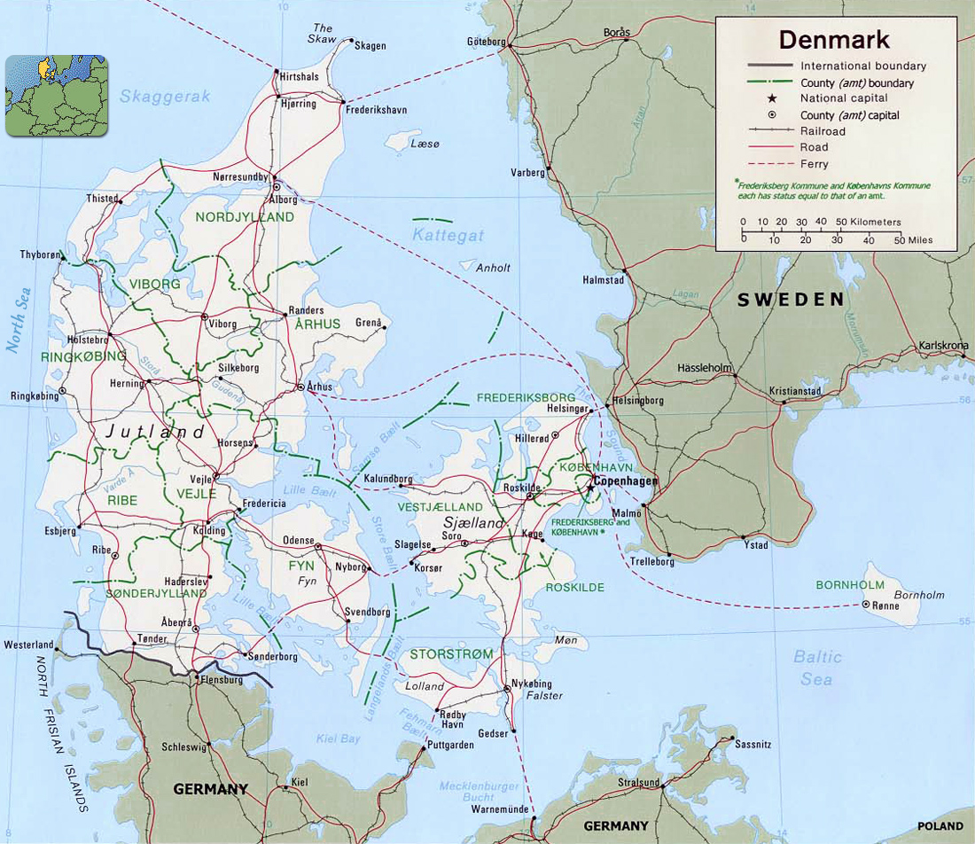 Political Map Of Denmark 4092