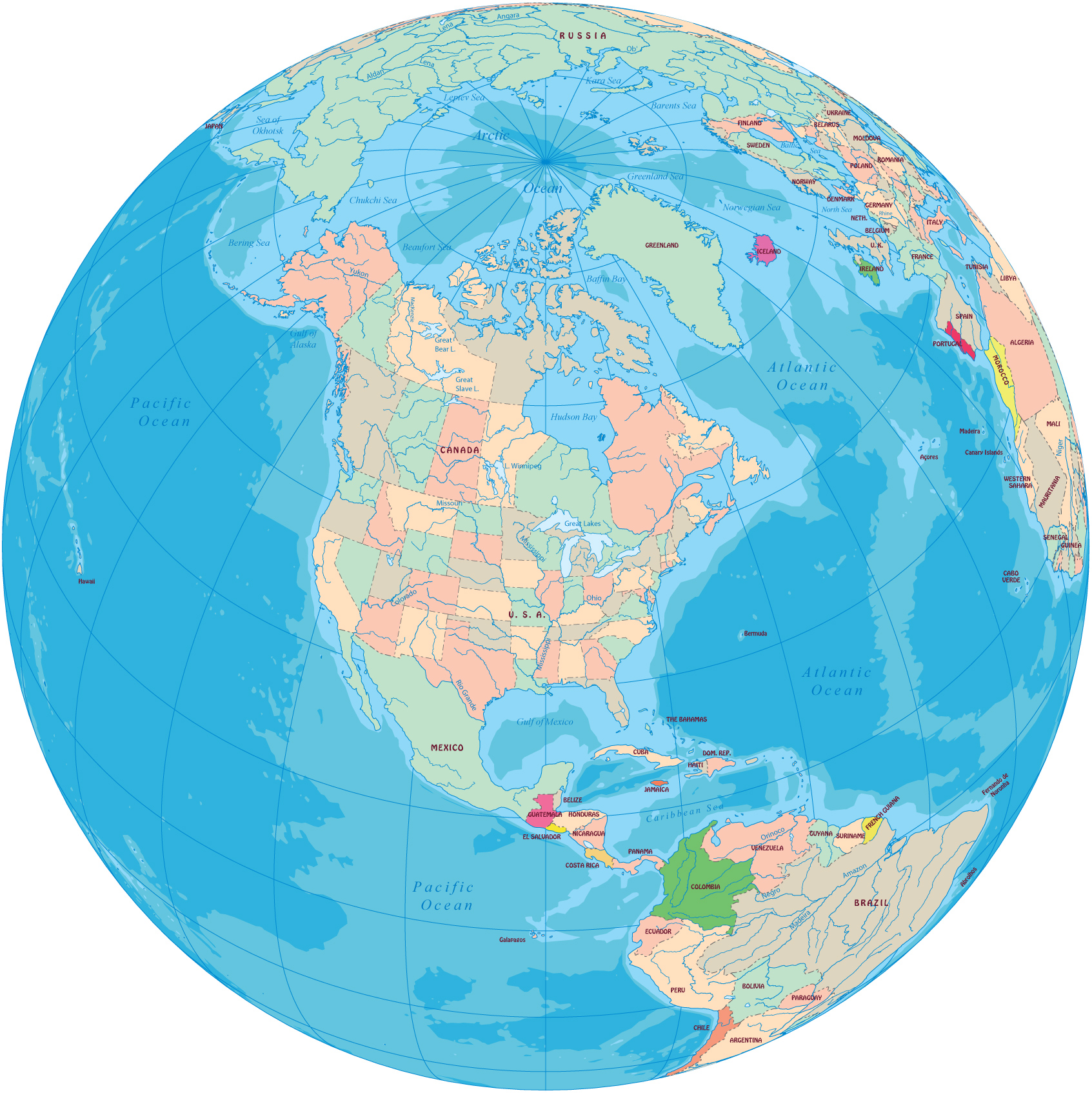 North America Globe