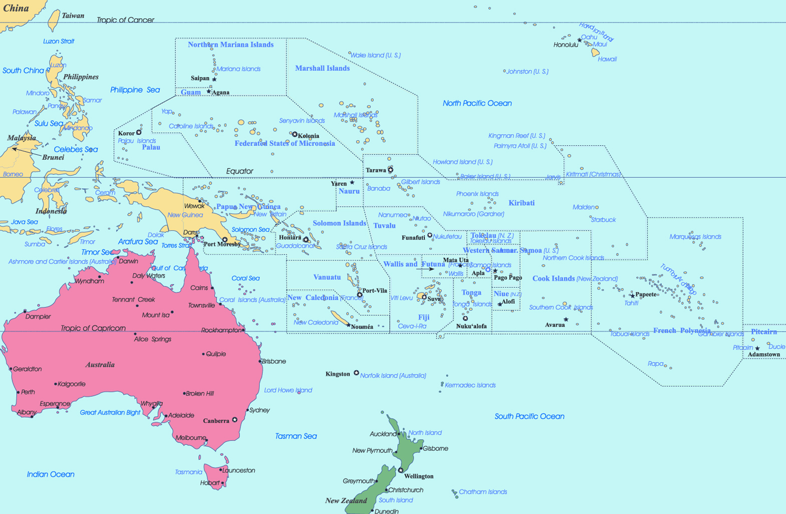 Political map Oceania